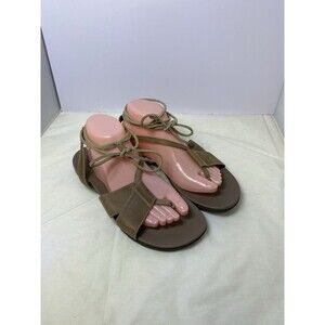 CHACO Gladiator Sandal Women’s Size 9 Tan Beige Leather Ankle Wrap Hippy Boho